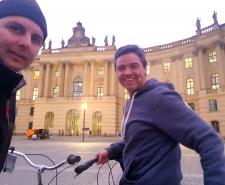 from left to right: Gustav Andreisek (Switzerland); Alvaro Burdiles (Chile). This photo was taken on a private discovery cycling tour through Berlin where I was the city guide for my friend and collegue from Chile.